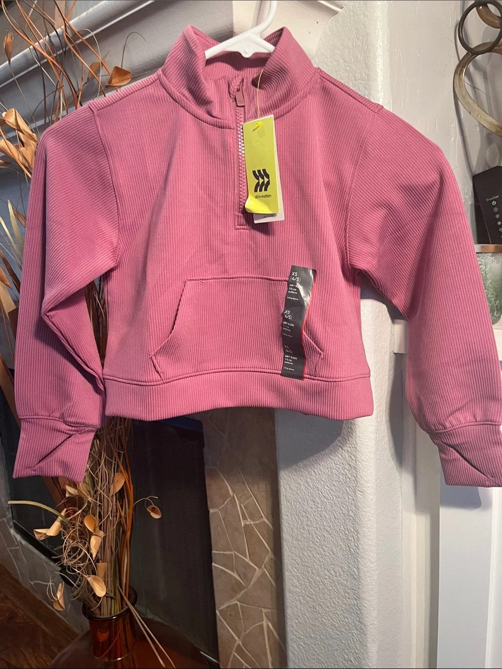 all in motion Rose Pink Ribbed 1/2-Zip Pullover